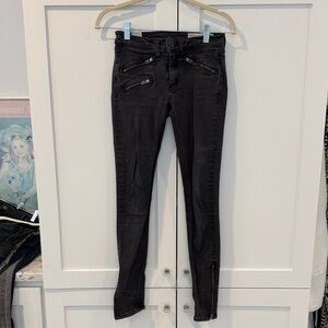 Rag & Bone Charcoal Skinny Jeans with Zipper Accents